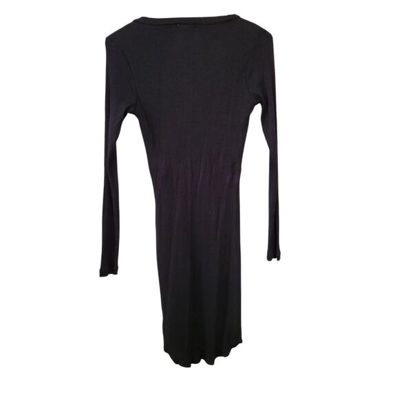 LNA Black Ribbed V-Neck Bodycon Mini Dress Size Small - Picture 2 of 5